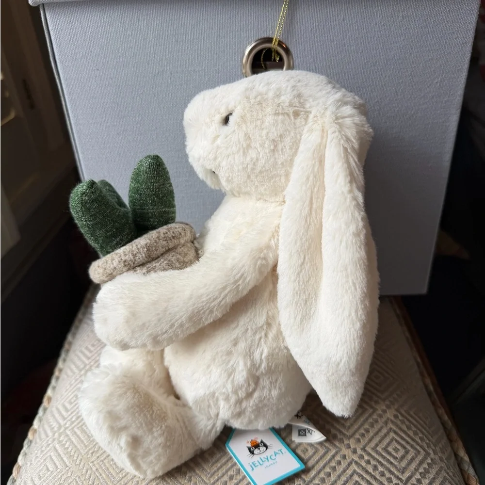 Jellycat Cream Plush Bunny with Plant NWT 85.00